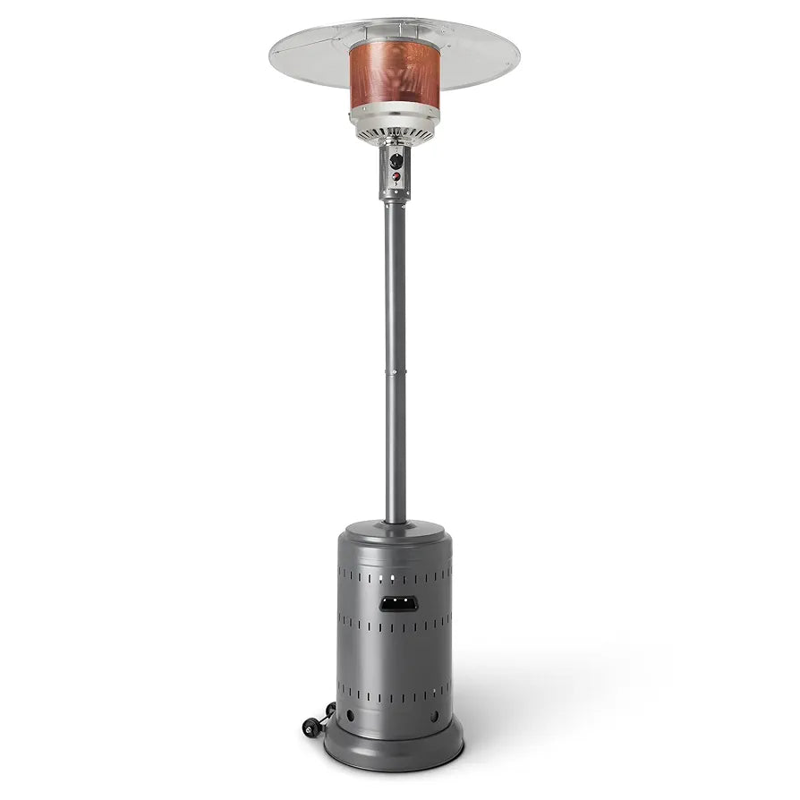 Amazon Basics 46,000 BTU Outdoor Propane Patio Heater with Wheels, Commercial & Residential, Slate Gray, with Water Tank, 32.1 x 32.1 x 91.3 inches 