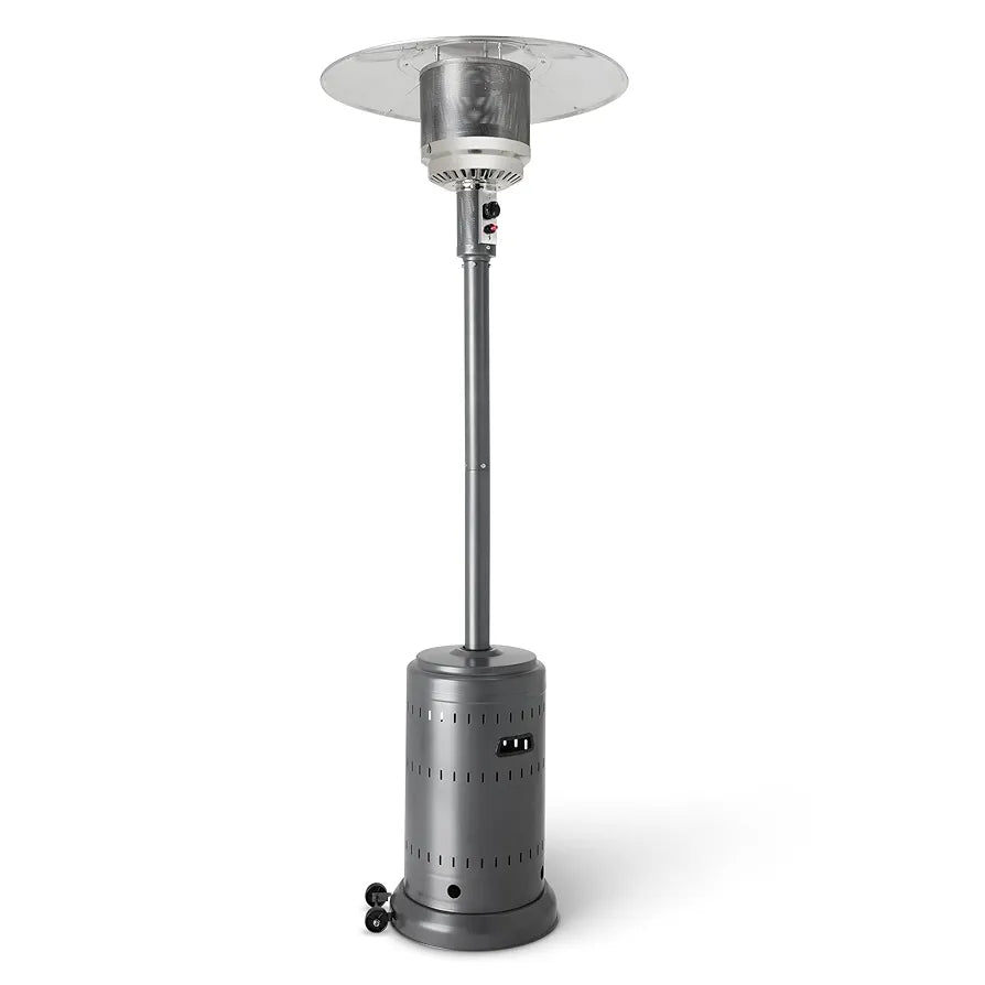Amazon Basics 46,000 BTU Outdoor Propane Patio Heater with Wheels, Commercial & Residential, Slate Gray, with Water Tank, 32.1 x 32.1 x 91.3 inches 