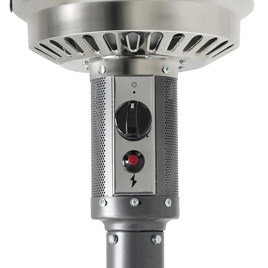 Amazon Basics 46,000 BTU Outdoor Propane Patio Heater with Wheels, Commercial & Residential, Slate Gray, with Water Tank, 32.1 x 32.1 x 91.3 inches 